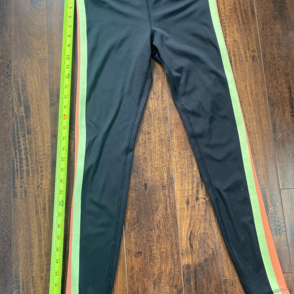 Avia Women's Black Leggings with Orange and Green Stripes - Picture 2 of 6